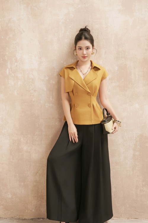 Sixdo Black Silk Loose Pants